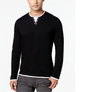 INC Black/White Long Sleeve Tee Shirt PLUS - Langarmshirt  Men’s XL